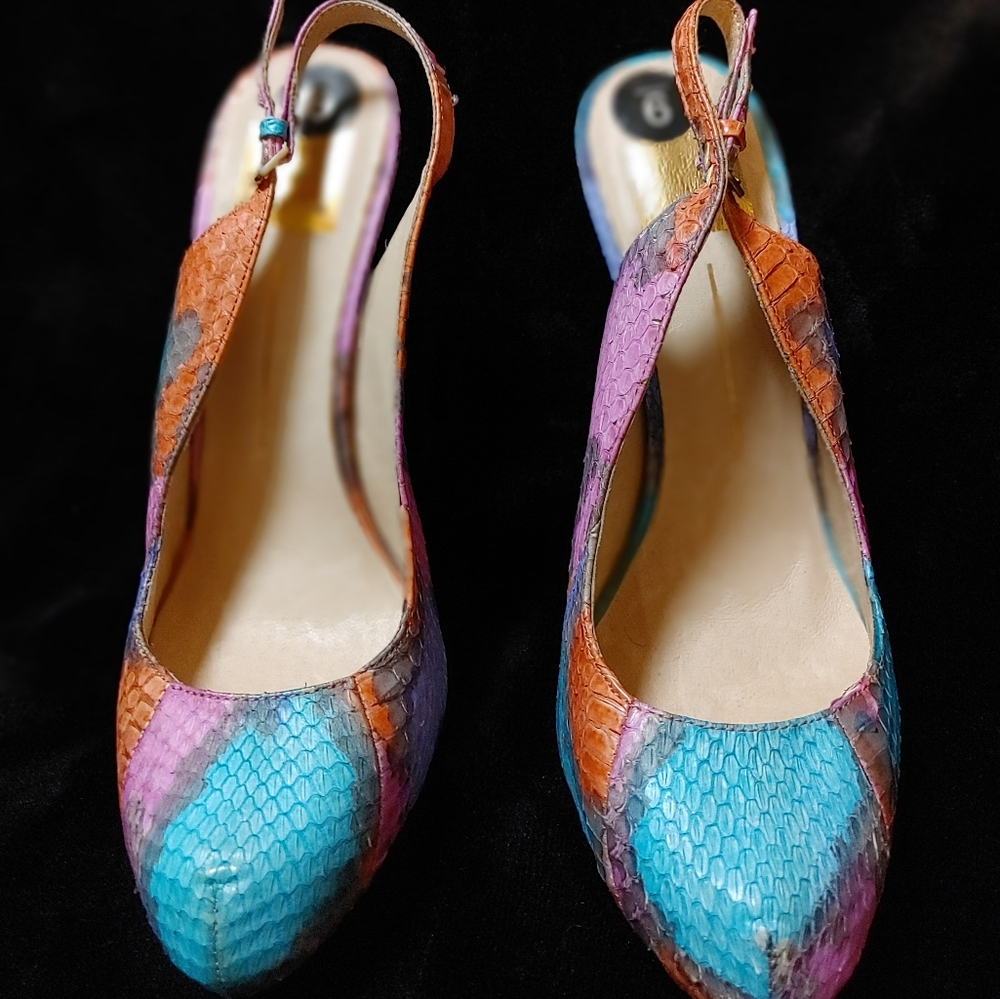 Dolce Vita Blue and Purple Heels with Textured Design